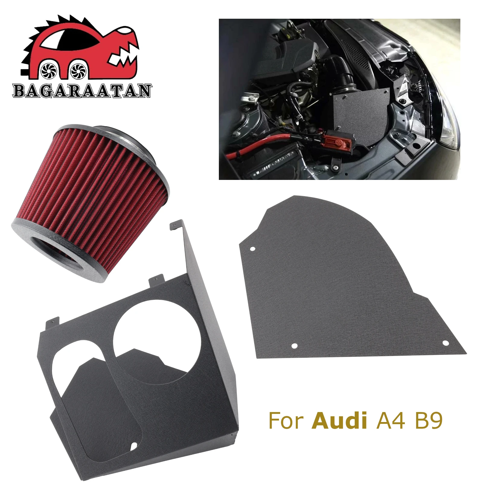 High Flow Cold Air Intake Kit Heat Shield Air Filter For Audi A4 B9 1.4TFSI 150 2016+ Performance Engine Parts Induction Kit