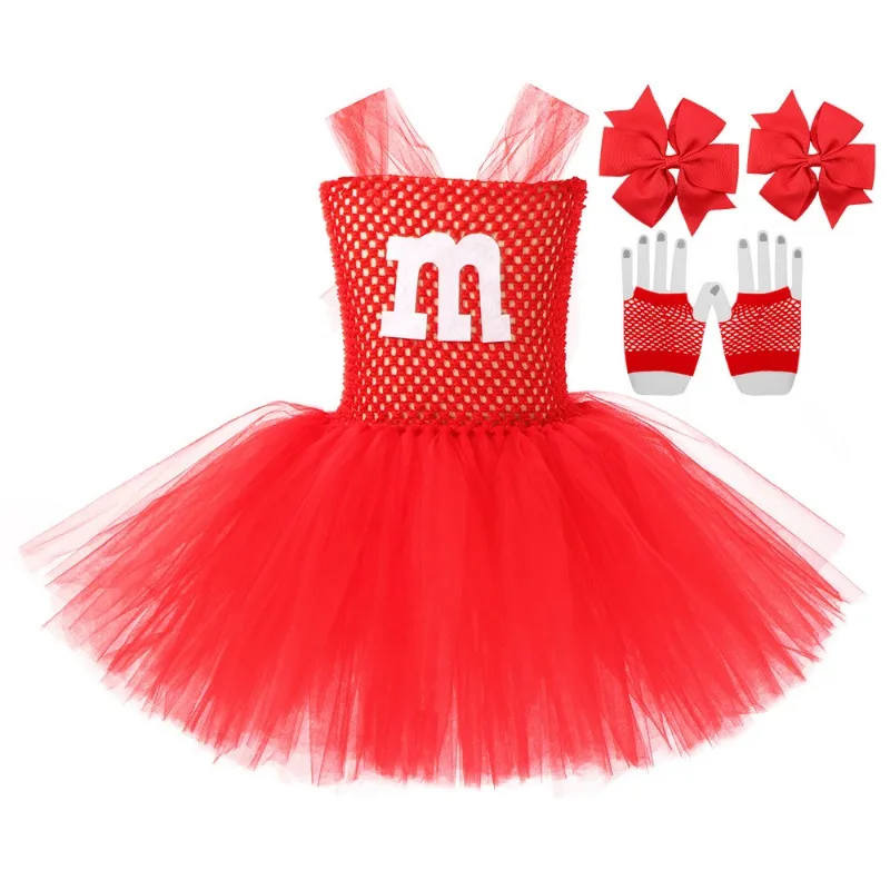 Cosplay Costume, Cheerleading Costume, M&M's Costume, Toddler Tulle Tutu Dress, Dancing, Kids Girls, Cheerleader, Schoolgirls