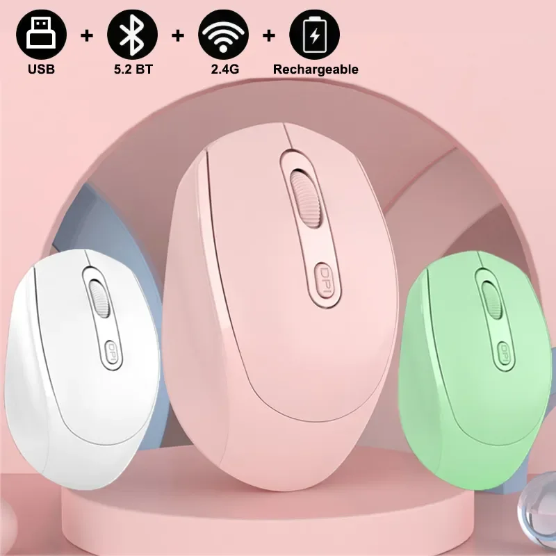 Перезаряжаемая Bluetooth-совместимая беспроводная мышь 2,4G оптическая мышь с USB RGB 1600DPI мышь для компьютера ноутбука ПК Бесшумная мышь