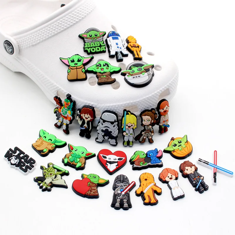 

Cute 1pcs jibz Disney Star Wars PVC croc shoes charms Cartoon Sandals Accessories for clogs pins Decorate boys kids X-mas gifts