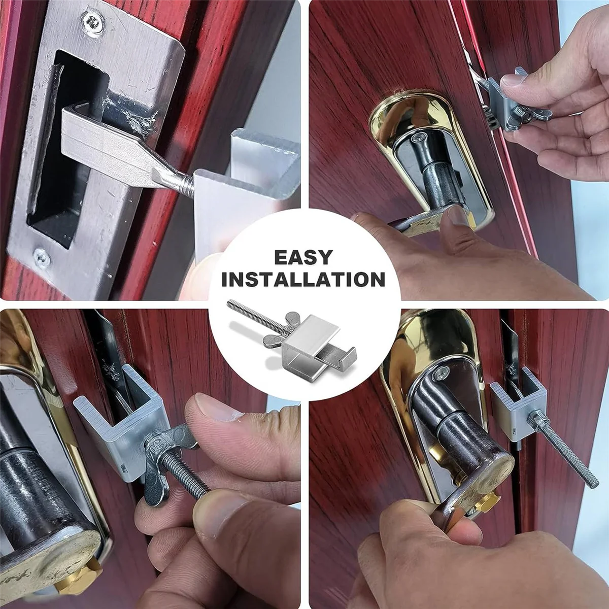 ABIY-Upgraded Portable Door Lock, Heavy Duty Metal Door Locker for Extra Home Security, Adjustable Travel Security