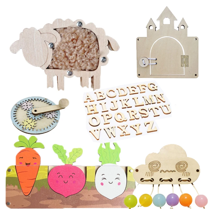 

Montessori Sensory Toys Busy Board Diy Accessories Material Busyboard Parts Childhood Educational Wooden Gifts Toys for Children