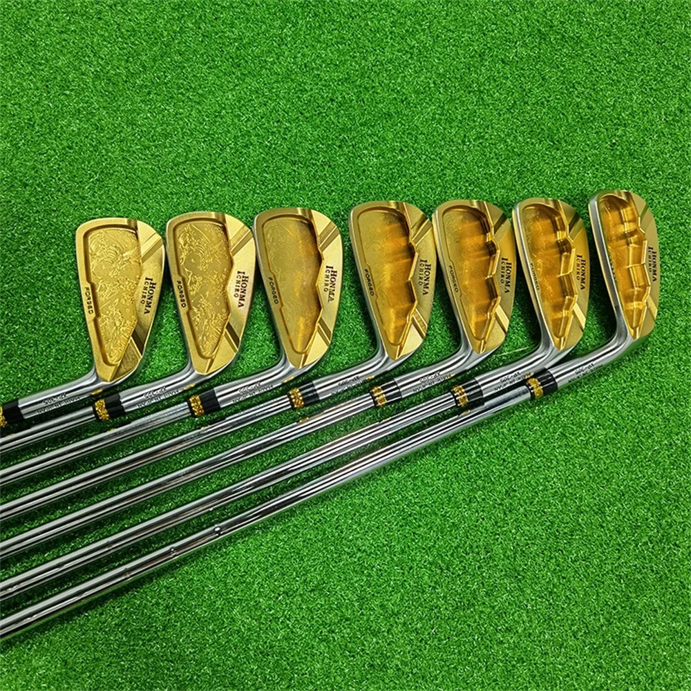new Golf Irons Ichiro  hollow golden hollowed out Golf Irons golden 7pcs 456789pSteel or graphite golfclubs