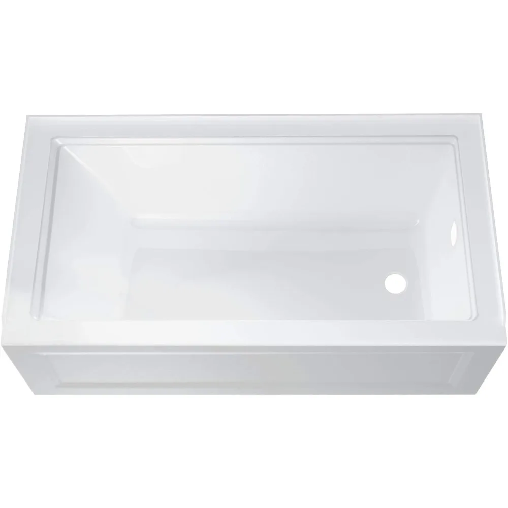 Bathtub-Right Drain, Integral 3-sided 1" Tiling/water Retention Flange for Easy Installation 60"x32" White Bathtubs