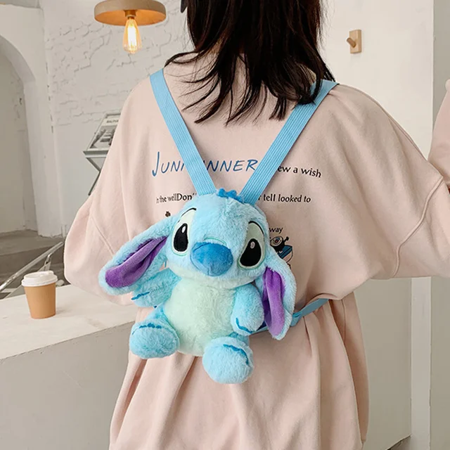 Disney Anime Lilo & Stitch Plush Backpack Kawaii Stitch Children Schoolbag  Cartoon Kindergarten Plush Small Bag Holiday Gift