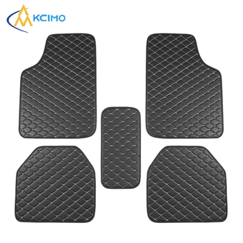 5Pcs Car Floor Mats PU Leather Waterproof Auto Foot Pad Protector pads Fashion Universal Car Carpet Cushion For All Seasons 1