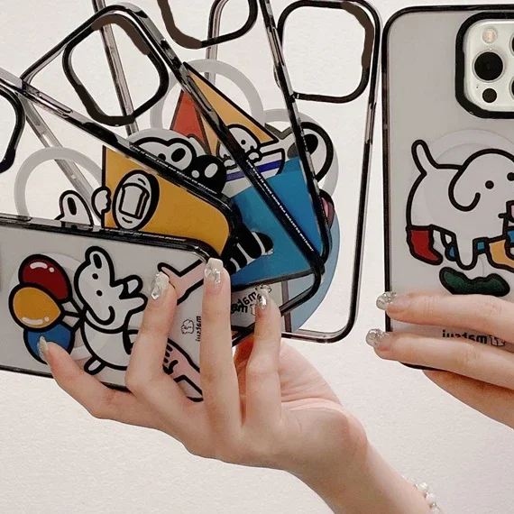 MagSafe Acrylic Cartoon Dog Phone Case Cover for IPhone 11 12 13 14 15 Pro Max Case for IPhone 15 Pro Max