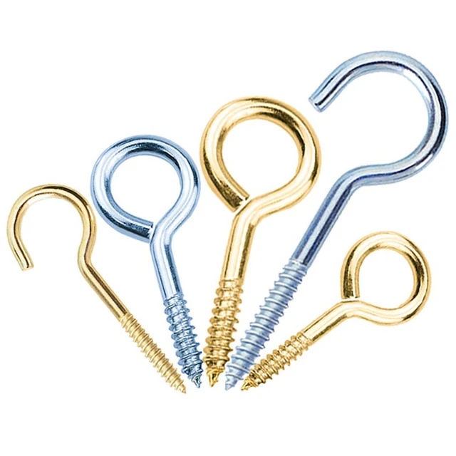 5-200pc Wood Securing Eye Hooks Steel Blue Zinc Plated Copper Sheep Eyes  Screw Closed Hook Ring Question Mark Self-Tapping Screw - AliExpress