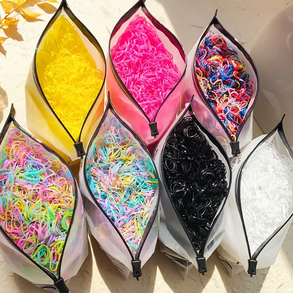 500Pcs/bag Girls Colourful Disposable Rubber Band Hair Ties Headband Children Ponytail Holder Bands Kids Hair Accessories - Image 6