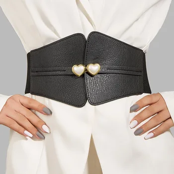 Fashion PU Elastic Wide Corset Belt For Women Luxury Brand Designer Waist Strap Female Dress Skirt Coat Decorative Girdle 2