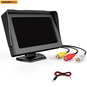 HOMEFISH Pantalla de coche de 4,3 pulgadas Fácil de instalar Pantalla de máquina universal de imagen de marcha atrás de alta definición 1