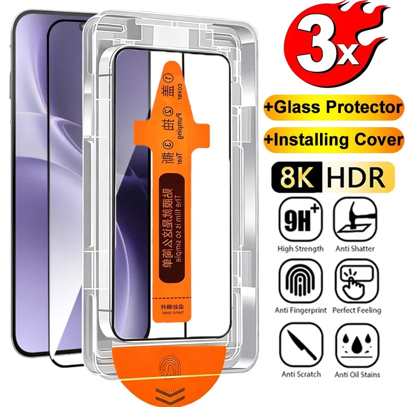 High-Definition Automatic Dust Removal Glass Screen Protector - Pack of 3, Easy Installation