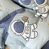 Blue Cute Cartoon Astronaut Embroidery 100% Cotton Boys Bedding Set Single Duvet Cover Set Bed Sheet Pillowcases Gifts For Child 5