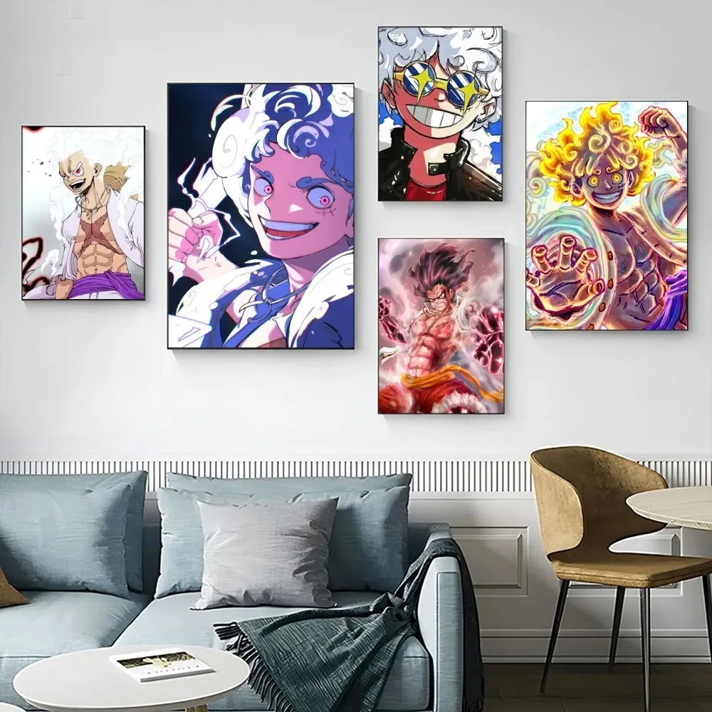 Luffy-Gear-5-One-Piece-Artl Poster Stampe Pittura Camera Da Letto Soggiorno Bar Ristorante Parete Grande