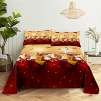 Christmas 0.9/1.2/1.5/1.8/2.0m Digital Printing Polyester Bed Flat Sheet With Pillowcase Print Bedding Set 3