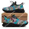 Sugar Skull Design Ladies Vulcanized Shoes Lightweight Lace Up Skull Print Custom Women Sneakers Casual Breathable Jogging Shoes 6
