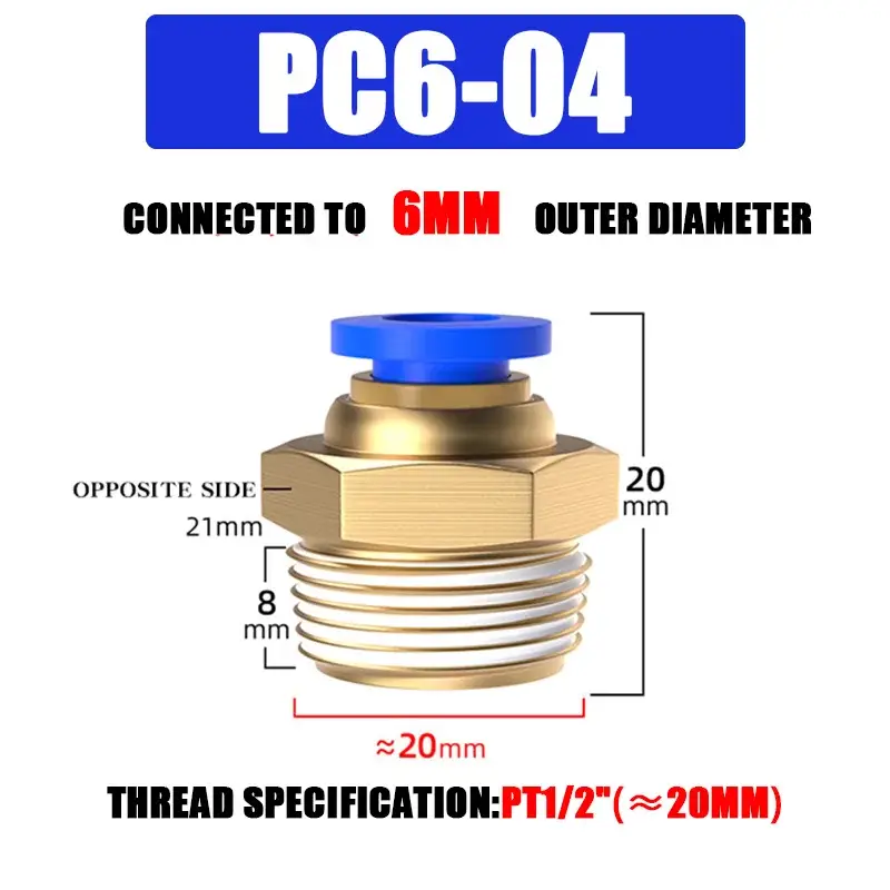10/50PCS Pneumatic Fitting Air Connector PC 4mm 6mm 8mm 10mm 12mm Thread 1/8" 1/4" 3/8" 1/2" Hose Fittings Pipe Quick Connectors - Image 19