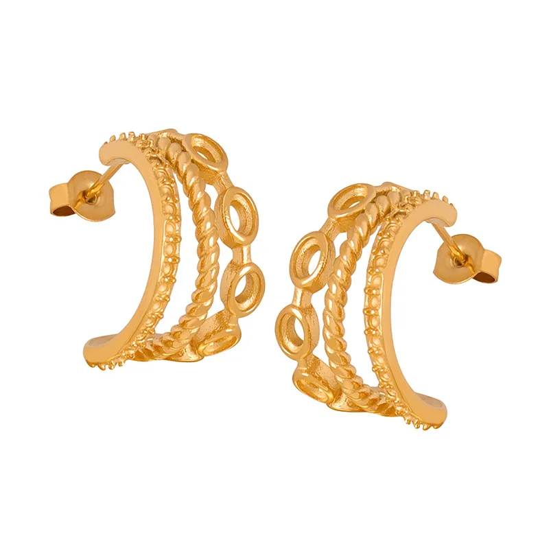 

Triple C-Thread Earrings For Women Hoop Dangle Ladies 2023 Gift Fashion Jewelry