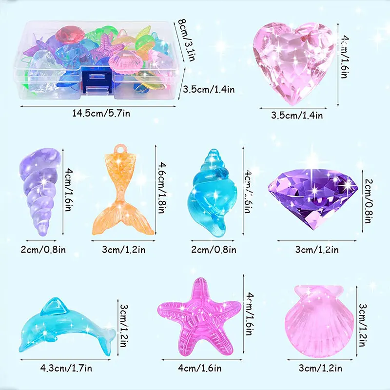 Kids Summer Pool Diving Treasure Hunt Game Ocean Treasure Acrylic Gems Underwater Water Games Pool Accessories Set Children Toys 6