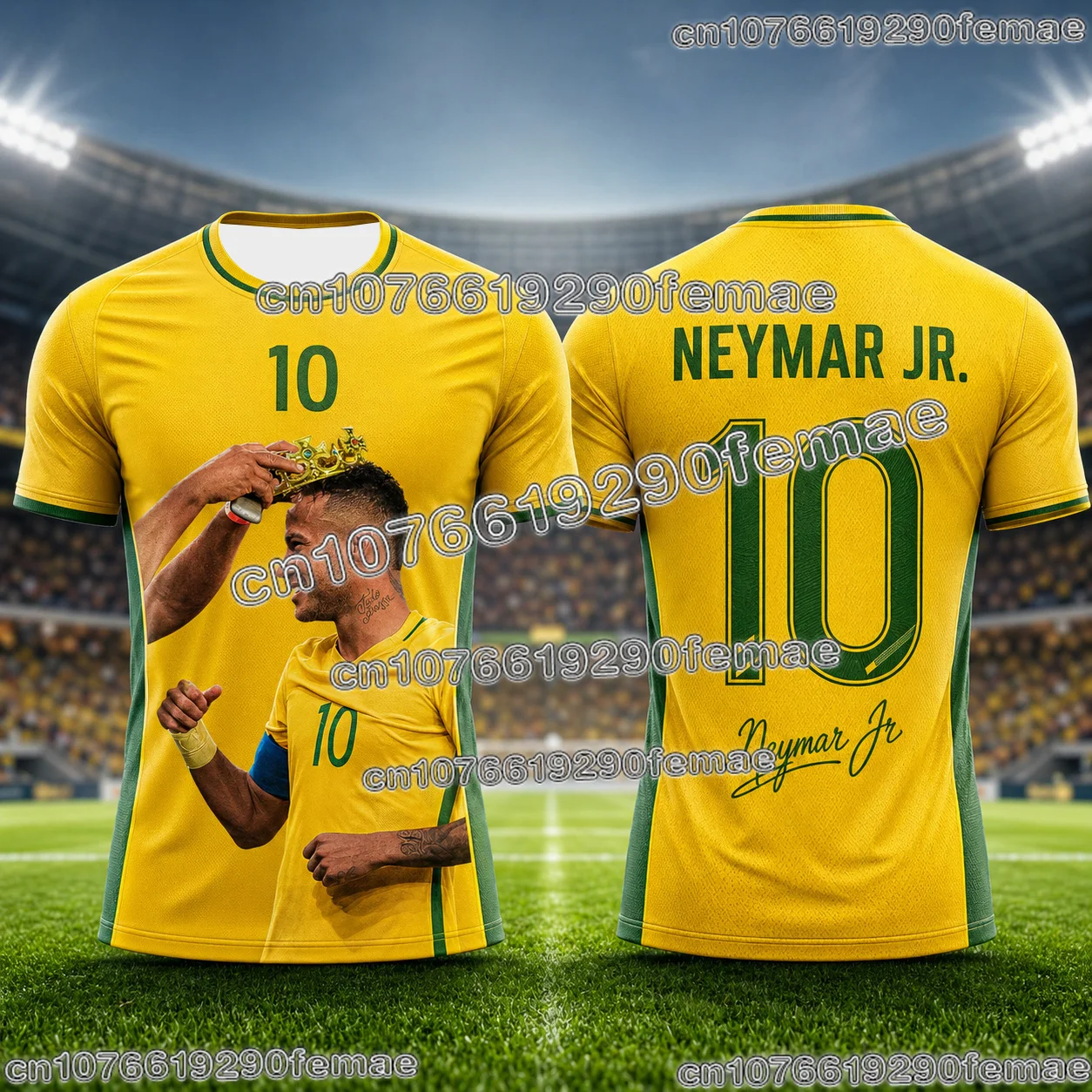 neymar commemorative 3d printed football jersey breathable summer fan shirt for outdoor exercise soccer and daily activities Neymar Commemorative 3D Printed Football Jersey Breathable Summer Fan Shirt For Outdoor Exercise Soccer And Daily Activities 5