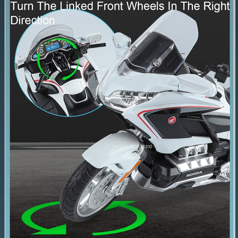 1:11 Honda Gold Wing GL800 2021 Motorcycle Model Toy Car Linkage Steering Shock Absorption Motorbike Models Boys Birthday Gifts 5