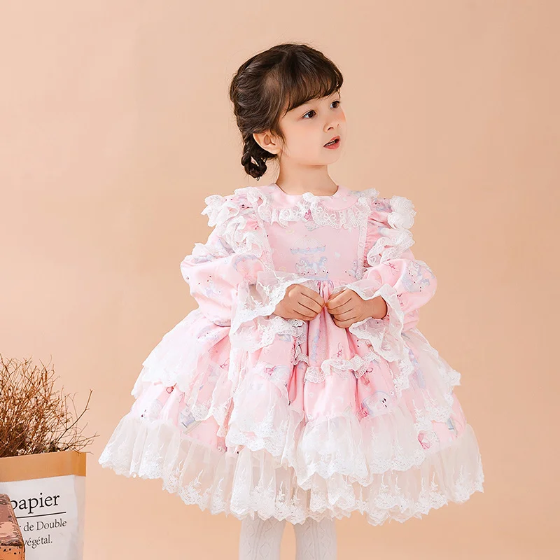 Spring New Lolita Girls' Clothes Children's Lolita Princess Fluffy Skirt Small and Medium-sized Children's Spanish Skirt