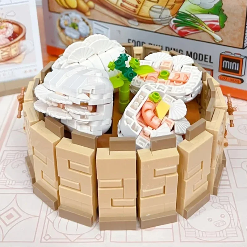 

Игрушка для детей утро чай тусклый сум креветки равиоли вареные пельмени еда 3D модель сделай сам мини Блоки Кирпичи Строительство