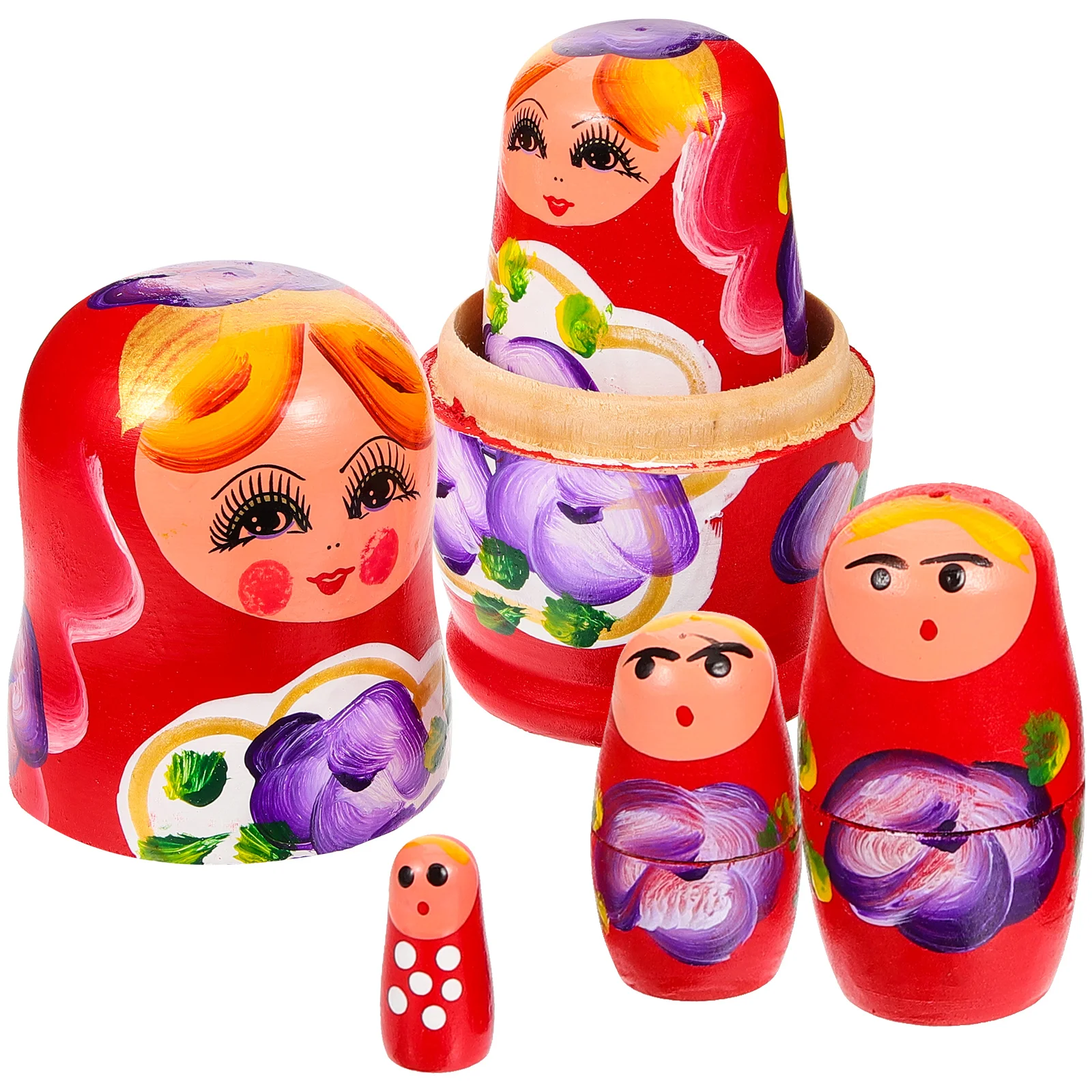 Girls Christmas Gifts Matryoshka Hand Painted Decor Wood Home Decoration Russian Wooden Toy Red Nesting Baby