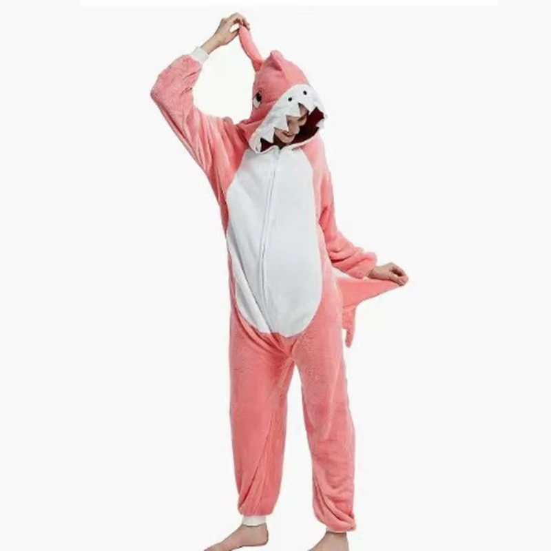 Shark Onesie Halloween Cosplay Frog Panda Penguin Onesie Pajamas Unisex Winter Flannel Warm Pyjamas Women Men Onepiece Sleepwear Kigurumi Pajamas Onesies Cosplay Pajamas Onesies Flannel Pajamas Onesies