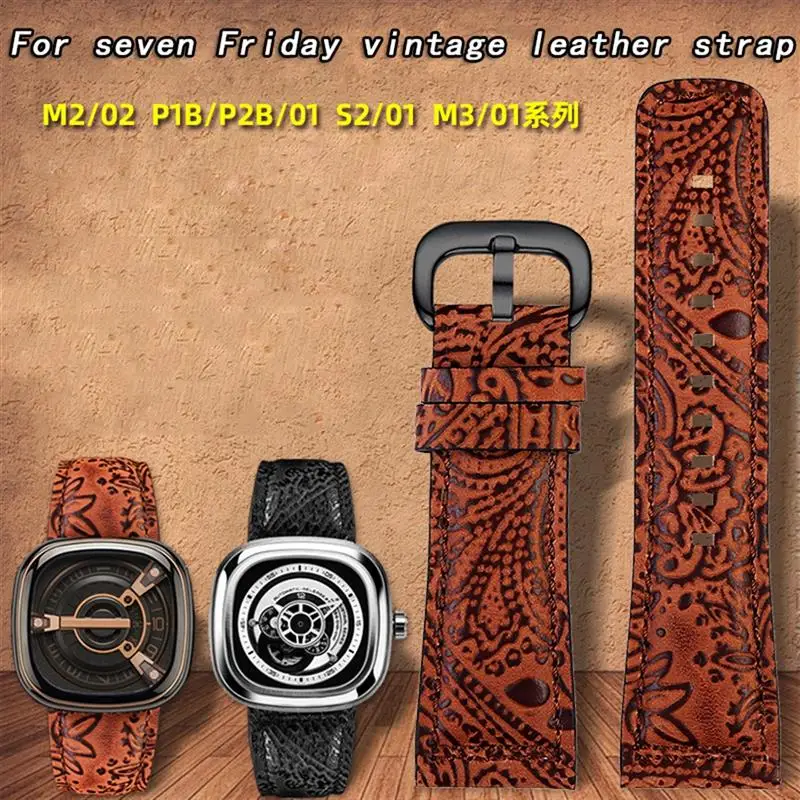 SCHIK For Seven On Friday Strap M1 Sf-M2/02 SF-M3/01 Q1 Q2 Q3 P3 Vintage Leather Strap Watchband Bracelet Belt Accessories 28mm