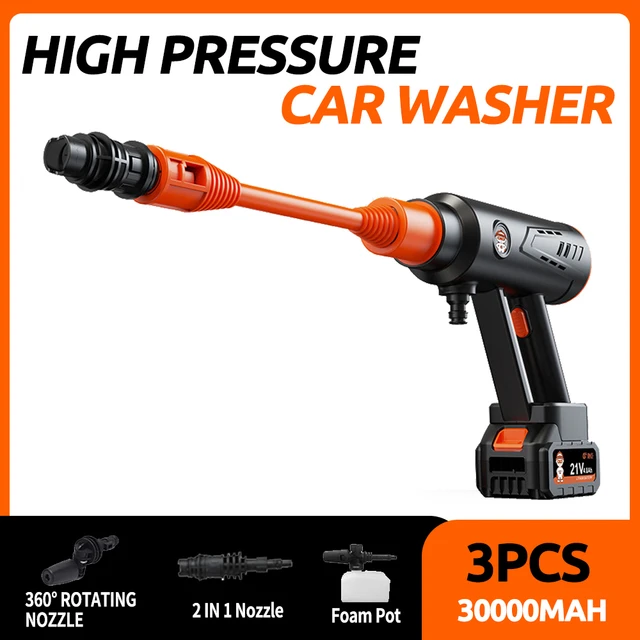 300W Cordless Pressure Washer Gun Portable Car Power Washer w/ Nozzle &  2Battery