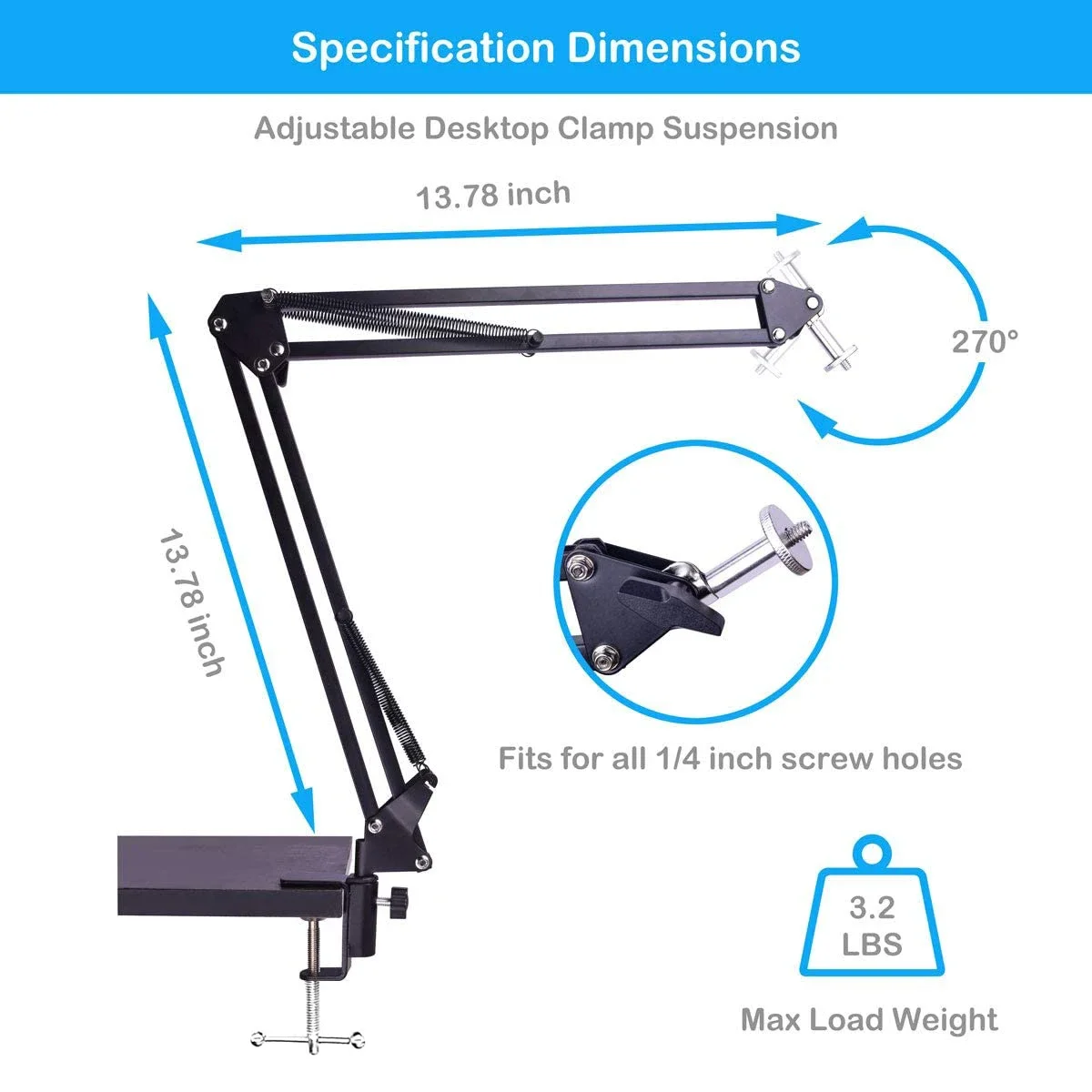 1/4" Screw Webcam Camera Phone tripod Table Stand Set Overhead Shot Photography Adjustable Desktop Arm stand For Phone Camera