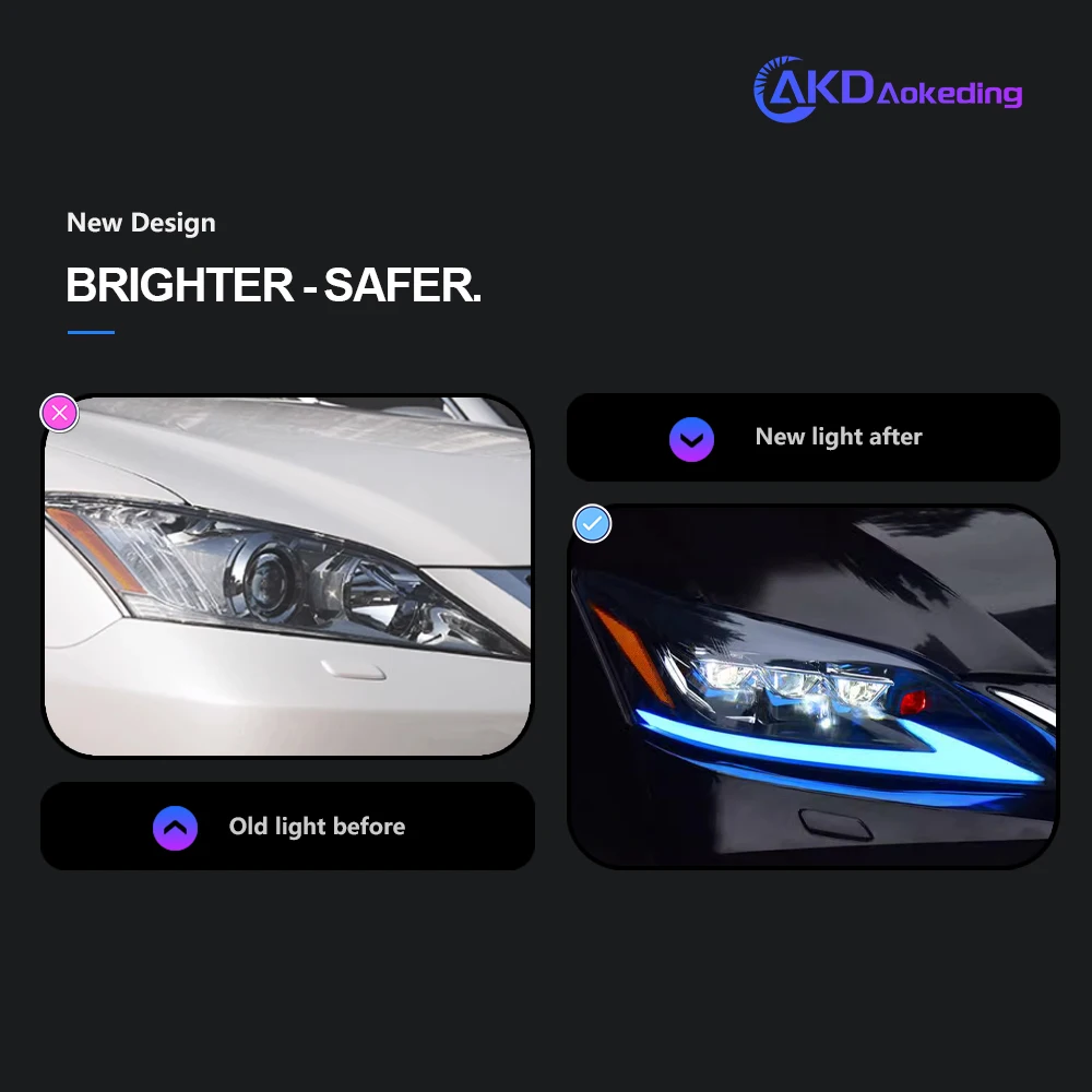 렉서스 ES용 자동차 조명, LED 헤드라이트 2006-2012, ES300, ES350 램프, Drl 프로젝터 렌즈, 자동차 액세서리, ES200, ES240, ES260LED