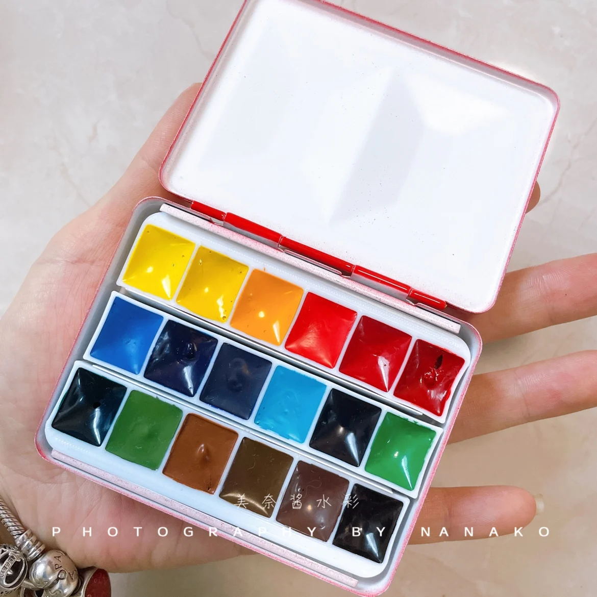 Empty Italian FOME heavy enamel paint box 12/24grids mini watercolor gouache artist  palette painting tools art supplies 6
