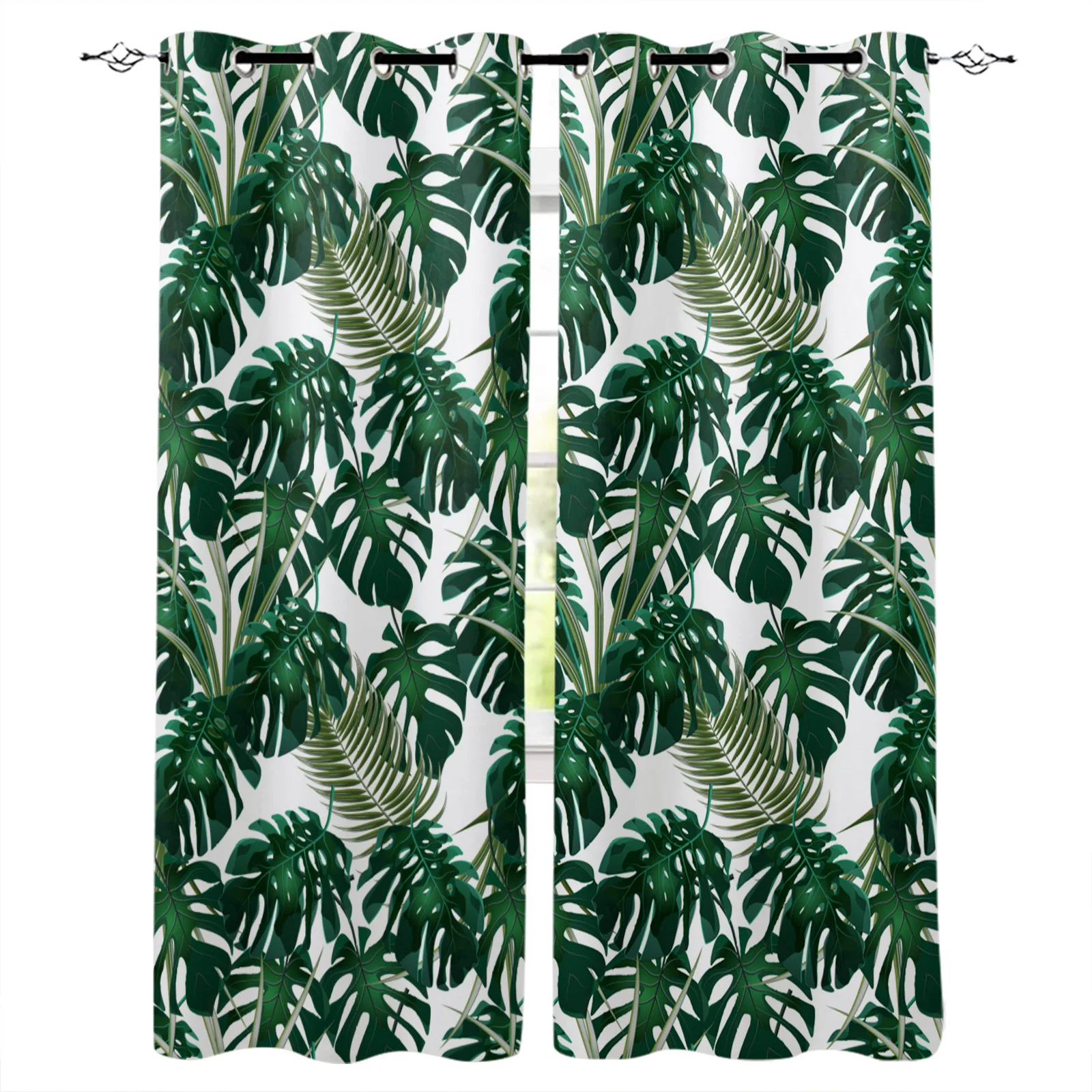 

Nordic Tropical Green Plant Monstera Leaves Blackout Curtains Window Curtains For Bedroom Living Room Decor Window Treatments