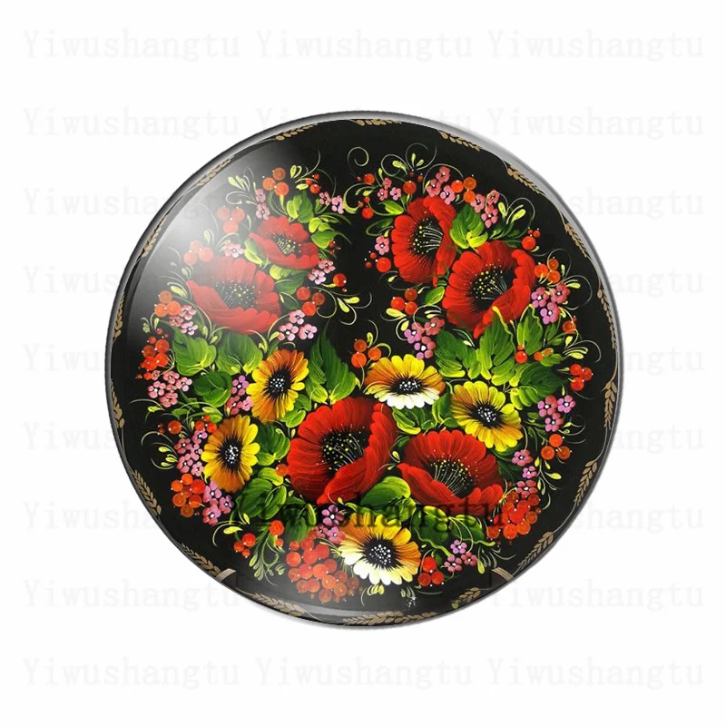 Elegant Red Rose Flower Glass Cabochon