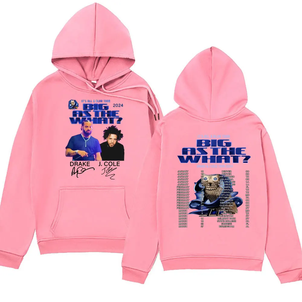 Rapper Drake J Cole Big As The What Tour Graphic Hoodies Men's Hip Hop Drake J Cole Vintage Hooded Sweatshirts Fashion Hoodie