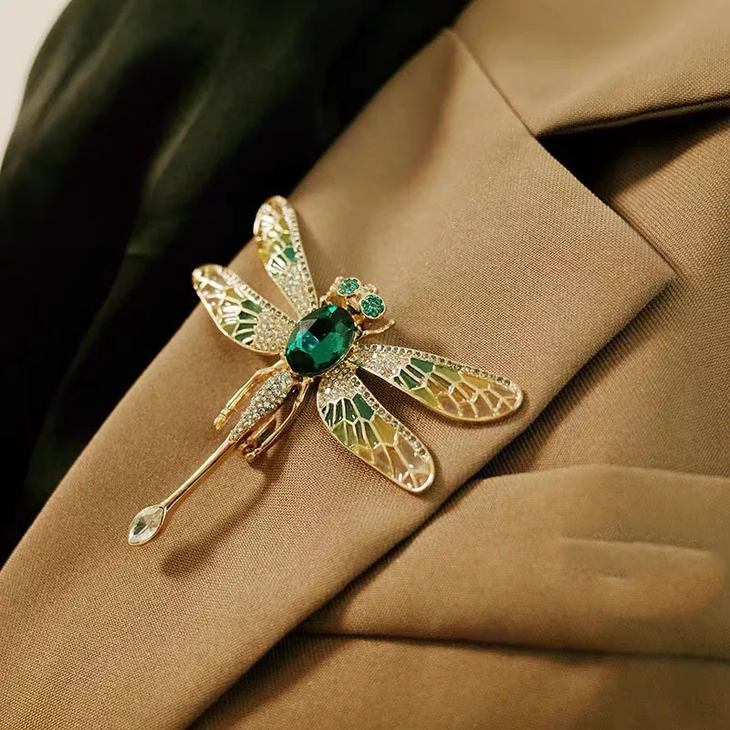 

Green Crystal Vintage Dragonfly Brooches for Women Large Insect Brooches Pins 6-colors Dress Coat Accessories Jewelry Gift