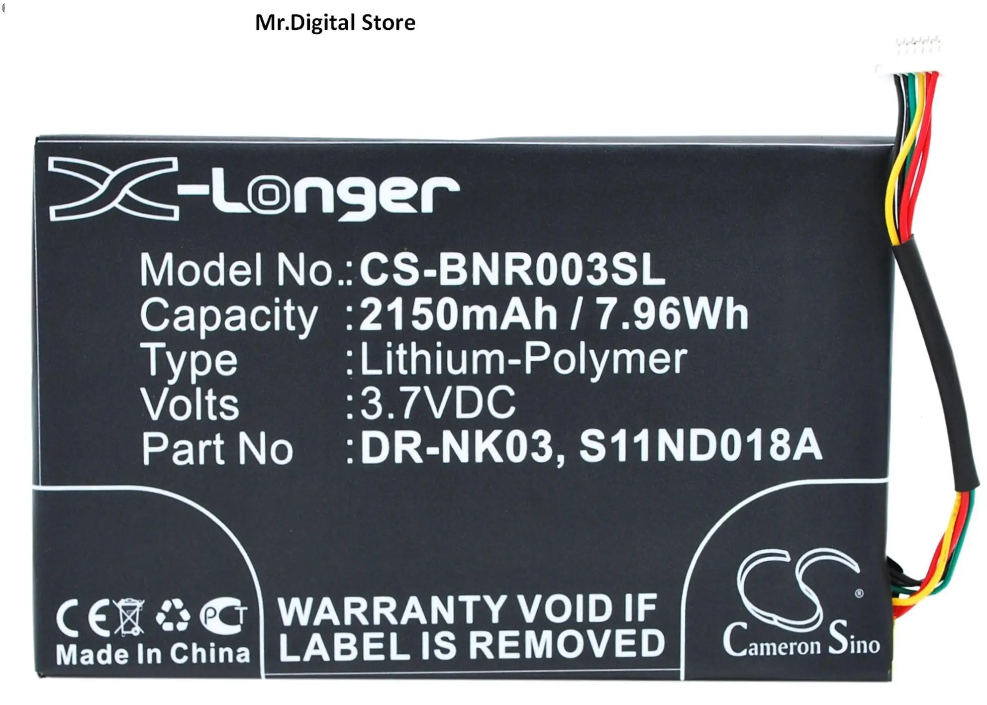 

Cameron Sino 2150mAh Battery DR-NK03,S11ND018A for Barnes&Noble BNRV300,BNTV350,Nook Simple Touch, Simple Touch 6",
