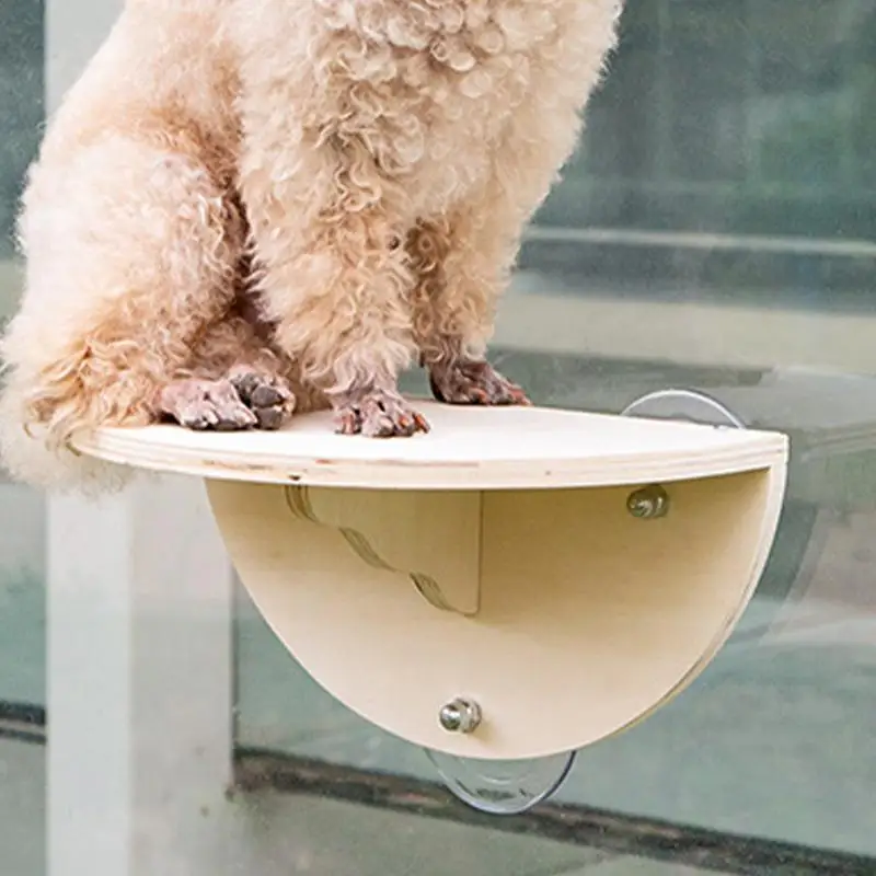 2-In-1 Cordless Cat Hammock Kitten Window Seat with 3 Suction Cups Window Cat Hammock Wooden Wall Mounted Cat Climber Pet Bed