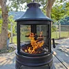 Outdoor 50'' Garden Backyard Charcoal Wood Burning Metal BBQ Fire Pit With Cast Iron Cooking Grill 3