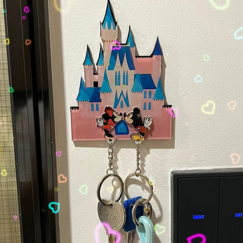 Acrylic Refrigerator Magnet Couple Keychain Hanger Cartoon Key Holder House Key Ring Pendant Anti-Lost Hanger Entry Home Decor 4