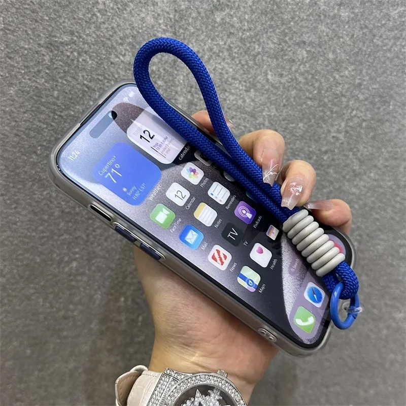 Luxury Fashion Soft Silicone Phone Case with Lanyard Holder and Wrist Strap