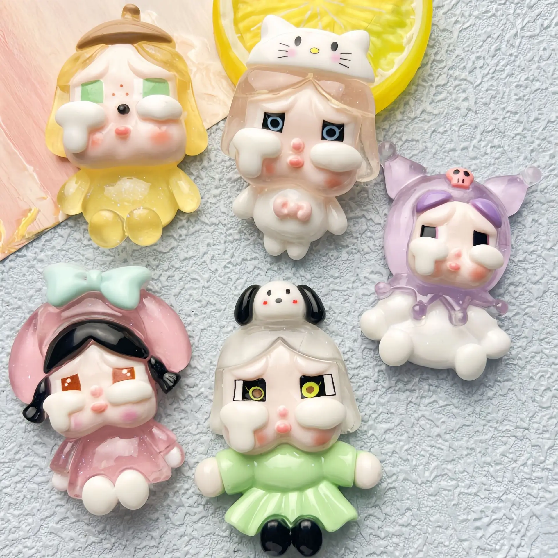 

Милые Мультяшные полимерные аксессуары ручной работы с плоским основанием для девочек, аксессуары для рукоделия, материалы для рукоделия, 2 шт.