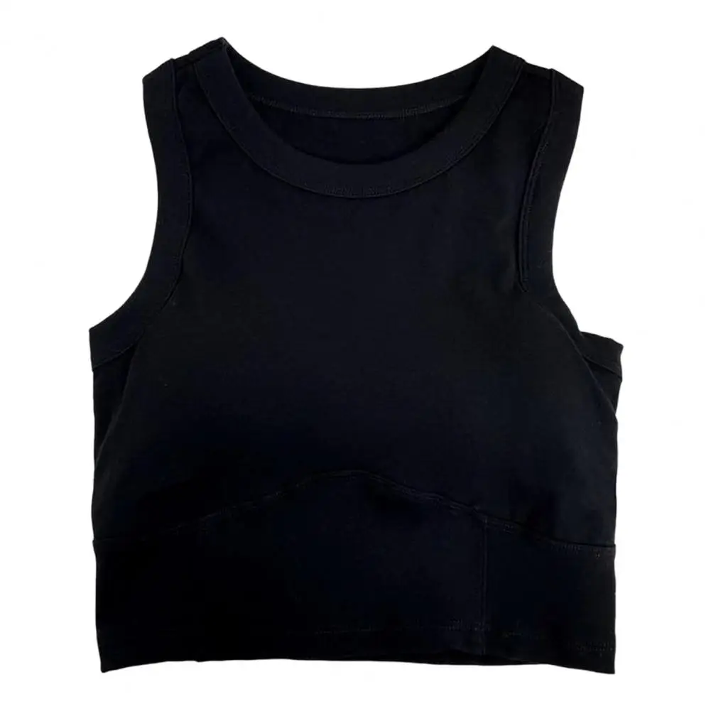 

Women Sports Vest Women's Crop Top Padded Stretchy Tank For Summer Sports Basic Dry Dry Round Neck Vest Vest With Built-in Pads