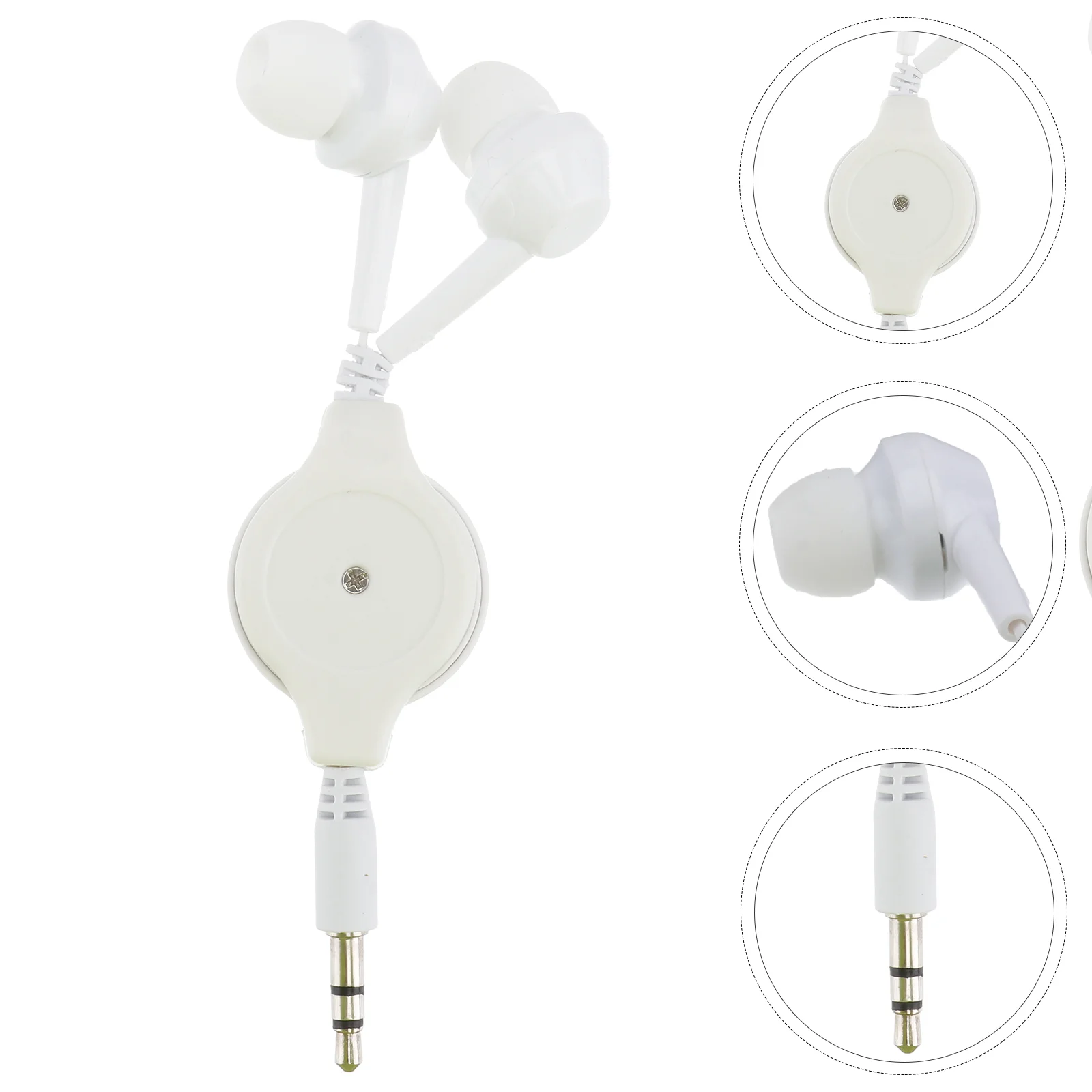 

MP3 Double Pull Telescopic Headphones In-ear Headphones Earplugs(White)