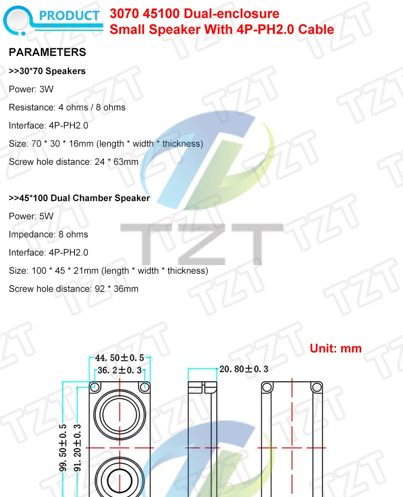 Tragbare Audio-Lautsprecher 3W 3070 4Ohm / 8Ohm 5W 45100 Computer-Lautsprecher Werbe-LCD-TV-Lautsprecher Rechteckiger Lautsprecher – Detail 1
