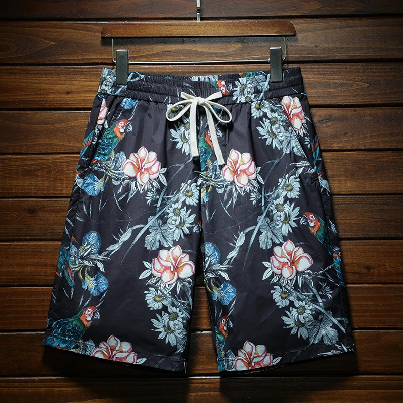 Beach Shorts Men2024Summer Lightweight Breathable and Loose Versatile Fashion Printed Stretch Street Trend Outdoor Cropped Pants
