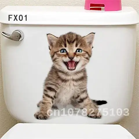 

3D Hole Cat and Dog Toilet Stickers, Home Decoration, DIY Wc, Washroom, Door Posters, Kitten Puppy, Cartoon Animals, Wall Art De
