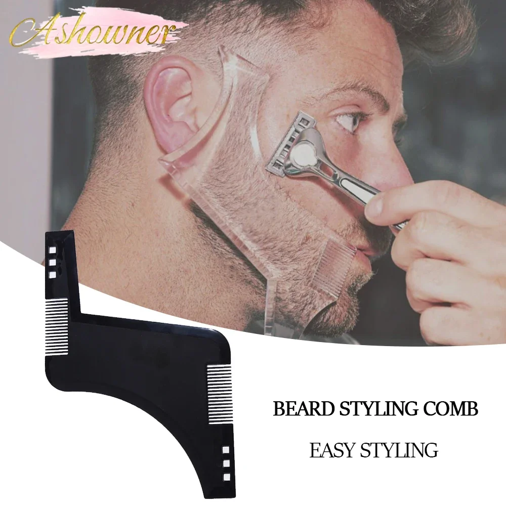 Men Beard Comb Beard Care Shaping Styling Template Comb Stencil for Men's Beards Trim Combs Lightweight Flexible ruler combs